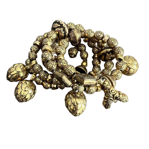Gold Tone Bauble Textured Patterned Wrap Statement Dramatic Bracelet